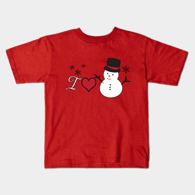 Cute snowman - I LOVE xmas Kids T-Shirt by O.M design